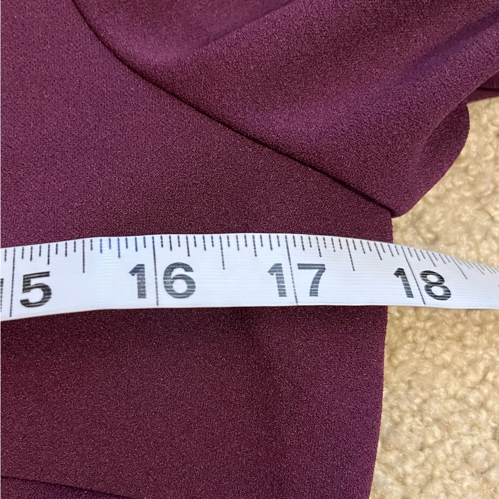 Calvin Klein Burgundy Asymmetrical Sheath‎ Midi Dress 8 3/4 Sleeve Front Slit - Picture 6 of 8
